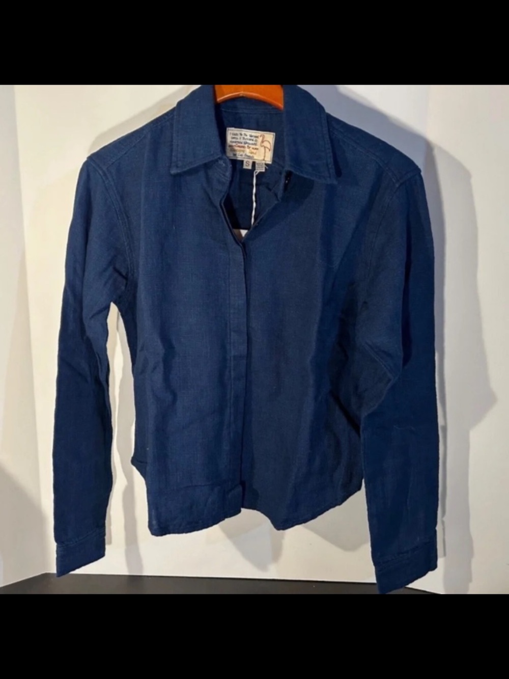 Sandrine Rose x Free People Long Sleeve Button Up Woven Blue Shirt Shacket Sz S